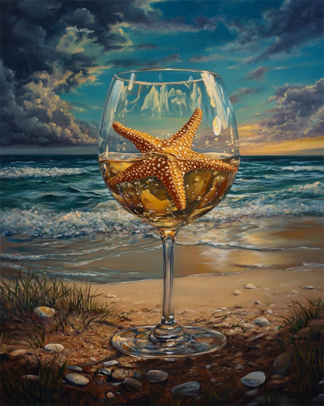 RKFLGEW DIY Embroidery Beads Set Fantasy Seascape 30x40cm