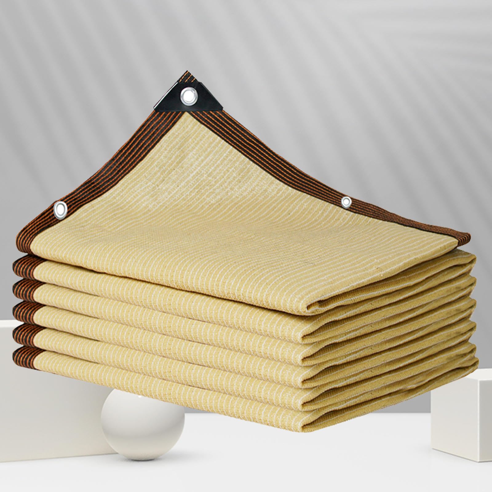WQPMNYG Outdoor UV Protection Shade Cloth 3x5m - 90% Shade Netting with Eyelets for Balconies & Gardens, Sun Sail Canopy, Beige, Ideal for Chicken Coops & Outdoor Spaces