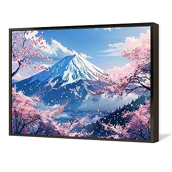 Amazon.co.jp: 絵画 富士山と桜の美しい景色 アートパネル