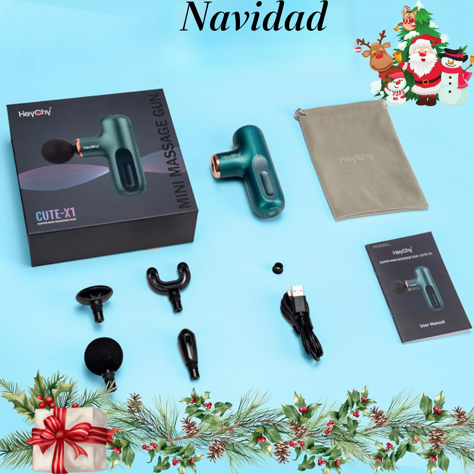 HEYCHY Súper mini pistola de masaje, masajeador muscular de percusión para tejidos profundos, pistola de masaje compacta para deportes, viajes, masajeador portátil de mano para regalos de oficina para
