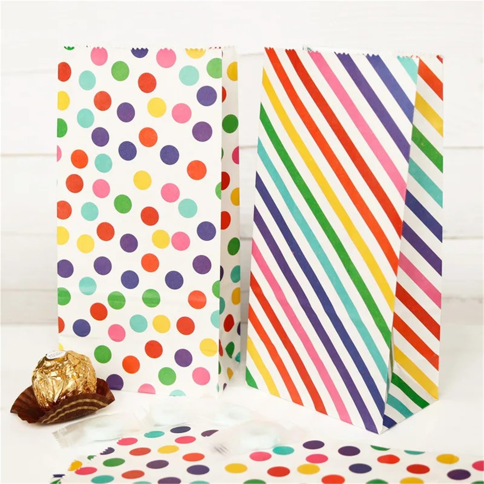 20 piezas bolsas de papel con estampado arcoíris para Fiestas
