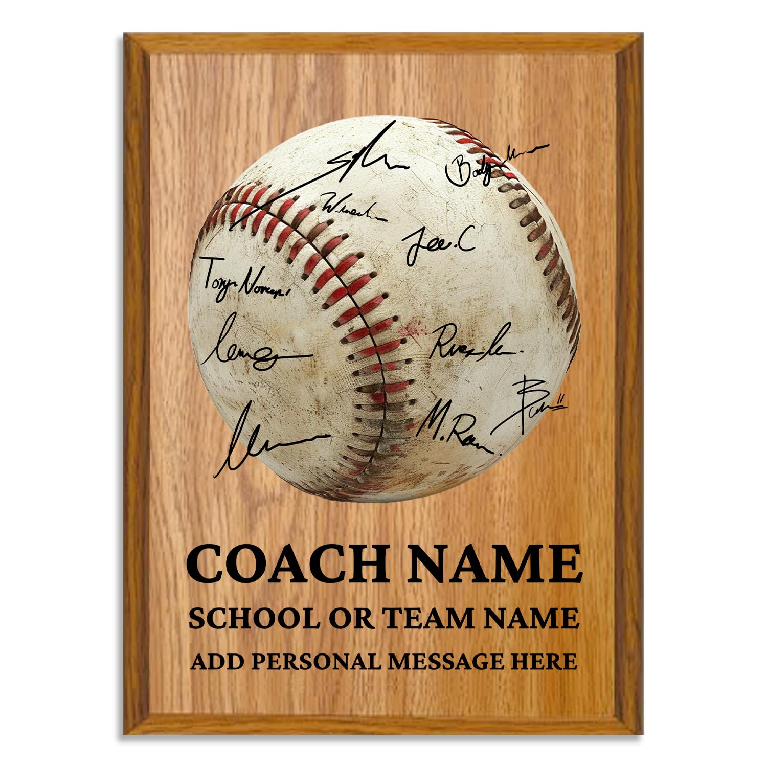Personalized Baseball Coach Plaque – Custom Baseball Coach Gift with Team Signatures – Baseball Trophy and Award for Coach Appreciation – Best Coach Gift for Men and Women (Baseball, 9