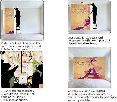 Miniatura 4 de Papel tapiz autoadhesivo de la Torre Eiffel, para cocina, dormitorio, no necesita pegamento adicional (Ancho) 78.7 pulgadas de ancho x 59 pulgadas