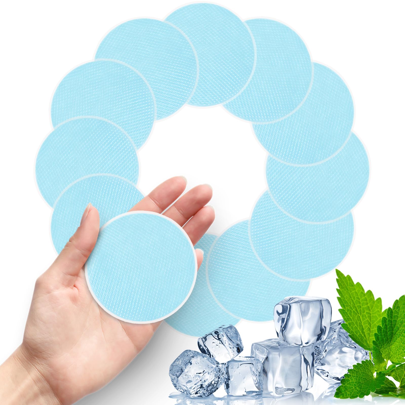 TrelaCo 24 hojas de parches redondos de refrigeración para alivio instantáneo de entrenamientos de calor, sofocos, parches de hidrogel, alivio de enfriamiento durante actividades suaves a