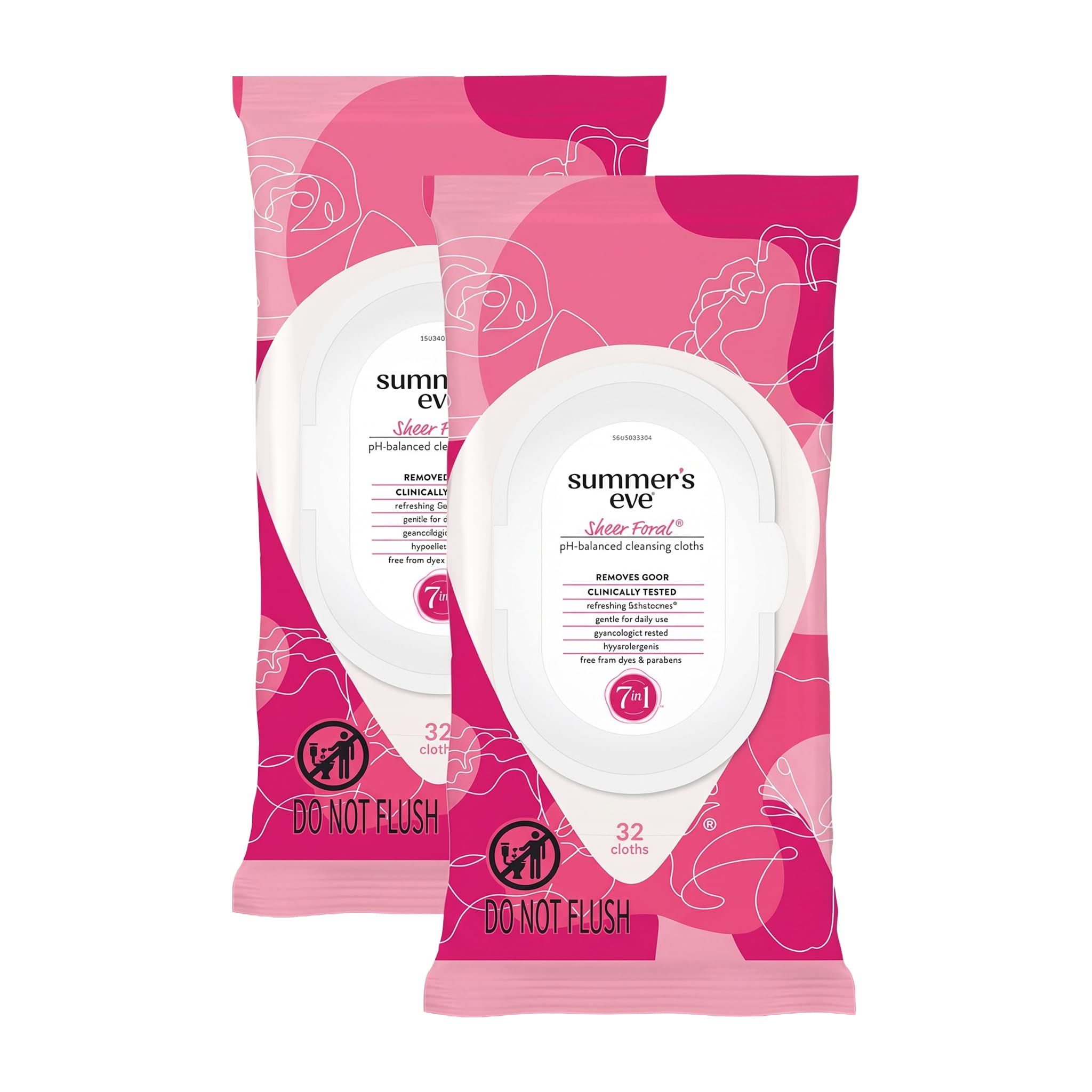 Summer's Eve Sheer Floral Feminine Wipes, Gentle pH-Balanced Formula Helps Control Vaginal Odor, Resealable Pack, 32 Wipes, (Pack of 12)