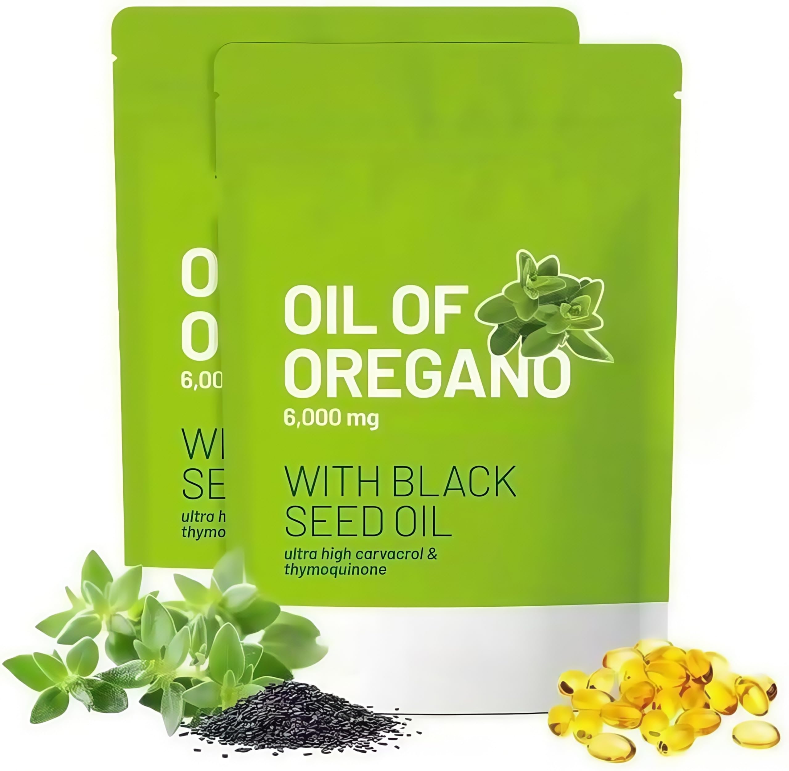 Generisch Oregano-Öl-Kapseln, [Neu] Ausgewogenes Oregano-Öl mit Schwarzkümmelöl, Non-GMO,2Pcs