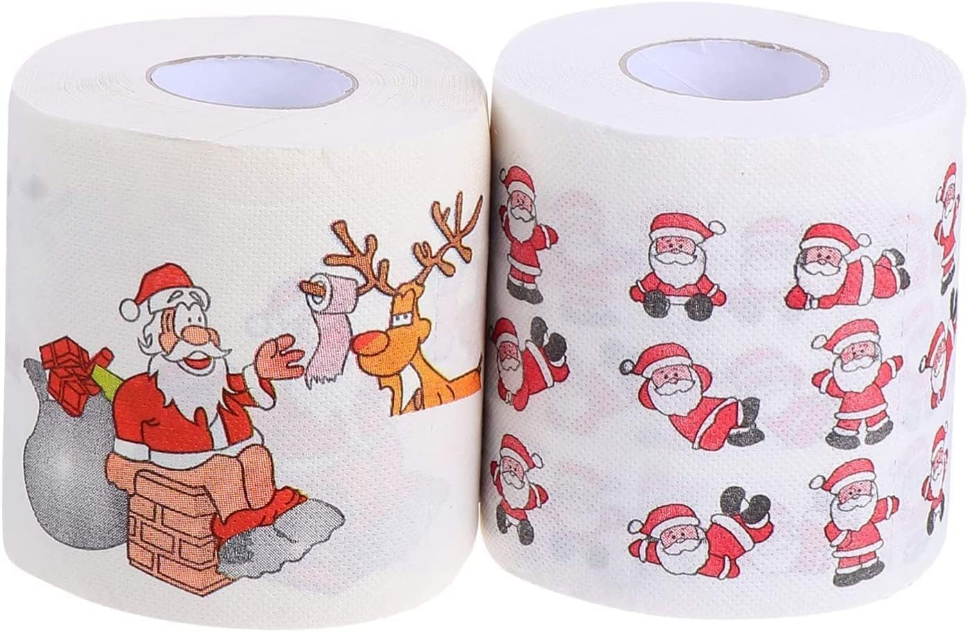 2 Rolls of Christmas Toilet Rolls Themed Santa, Christmas Toilet Paper