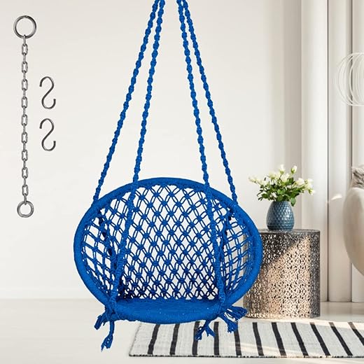 Patiofy Round Cotton Swing Chair Blue