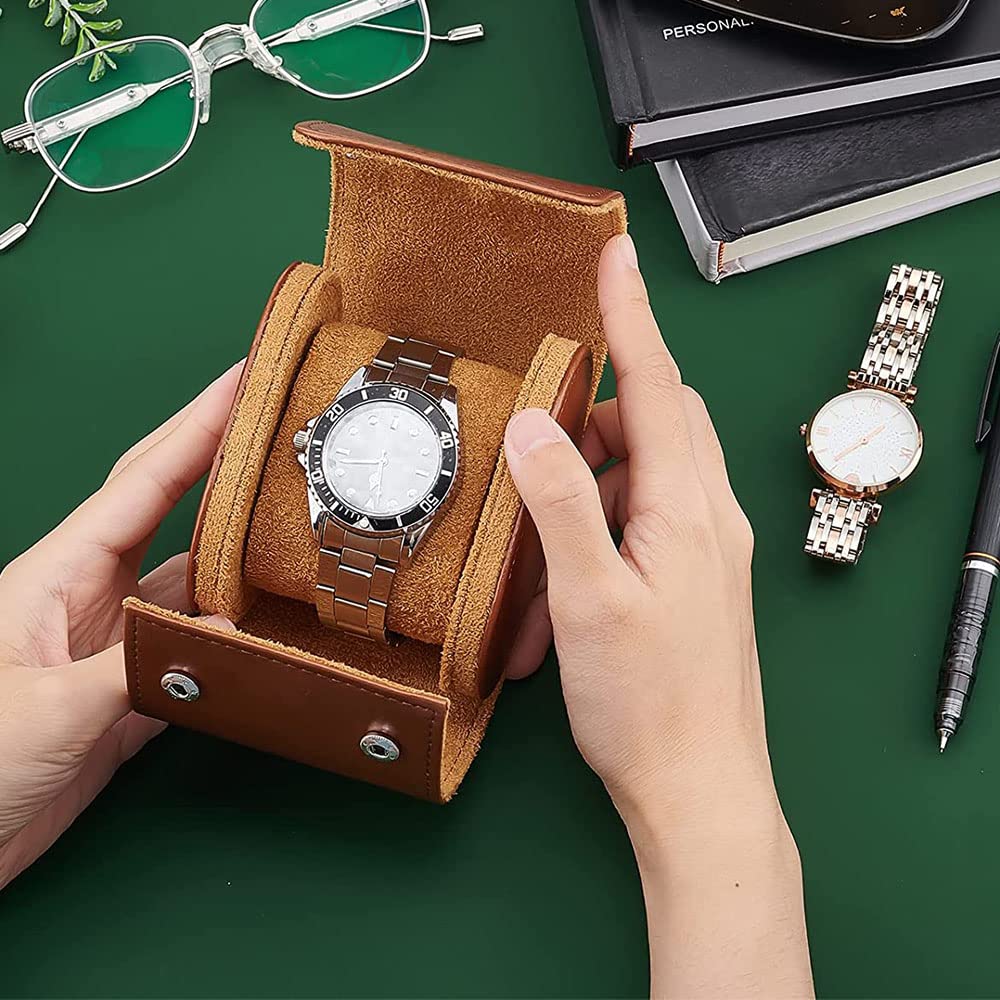 Étui De Voyage Pour 1 Montre - Organisateur En Simili Cuir Marron - Neuf Avec Étiquettes