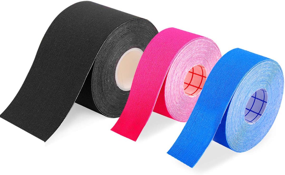Kinesiology Tape Uncut Bulk Rolls Physical Therapeutic Tape for Sports/Athletic/Therepy 3-Pack 2 Inch x 16.4 Feet/ 1Inch x 16.4 Feet