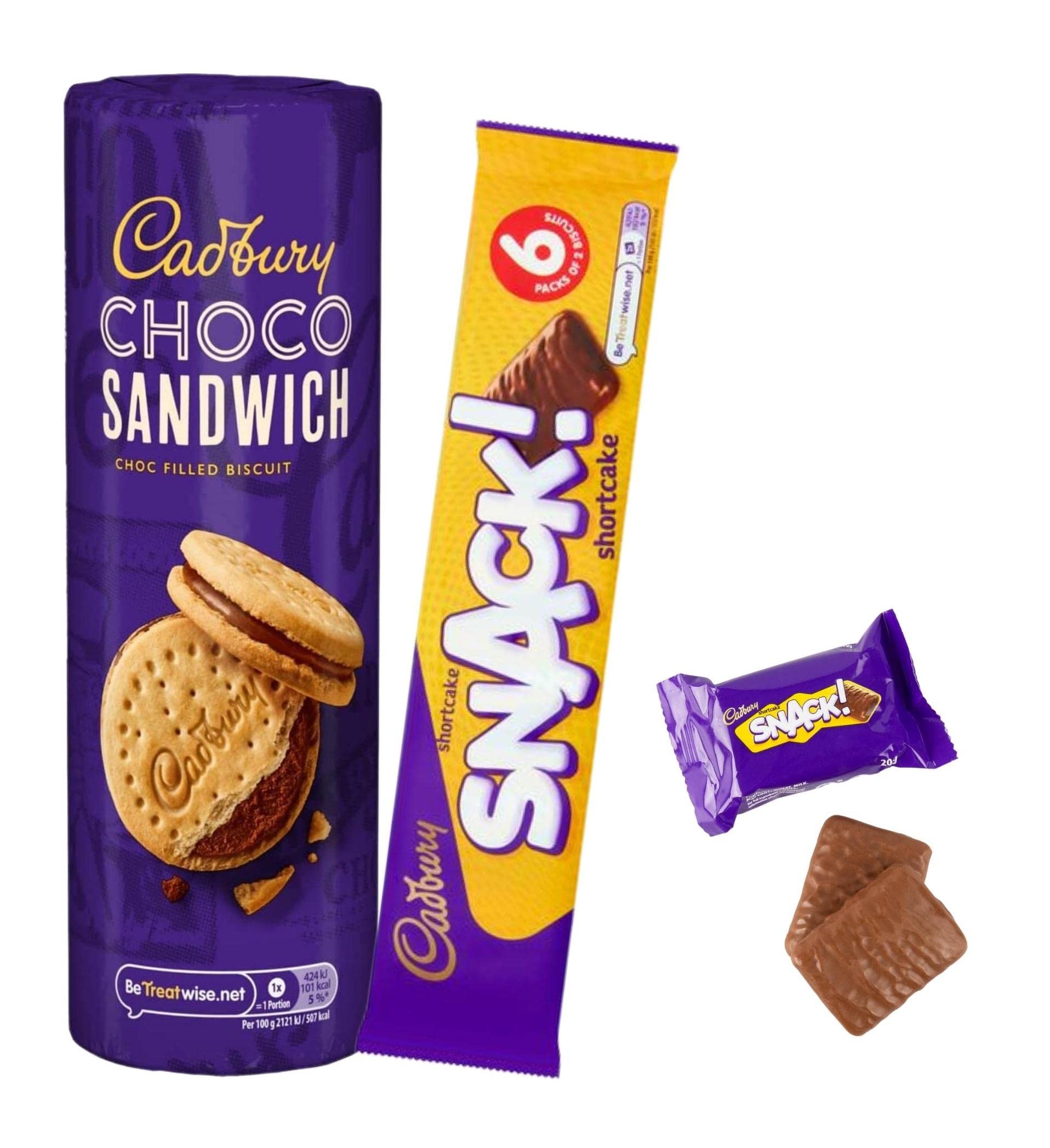 Cadbury Snack Shortcake & Choco Sandwich Biscuit Bundle - Delicious Chocolate Biscuit Multipacks with Classic Shortbread - Great Tea-Time Treats - Cadbury Snack Selection - Exclusive to ClickwithNik