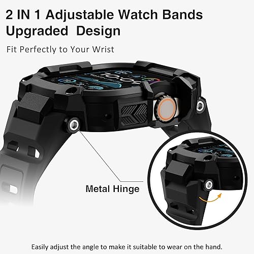Miniatura 5 de ULTIMAL Funda de bandas compatible con Apple Watch Ultra 321 de 1.929 in para hombres, correa deportiva resistente con funda resistente a prueba de