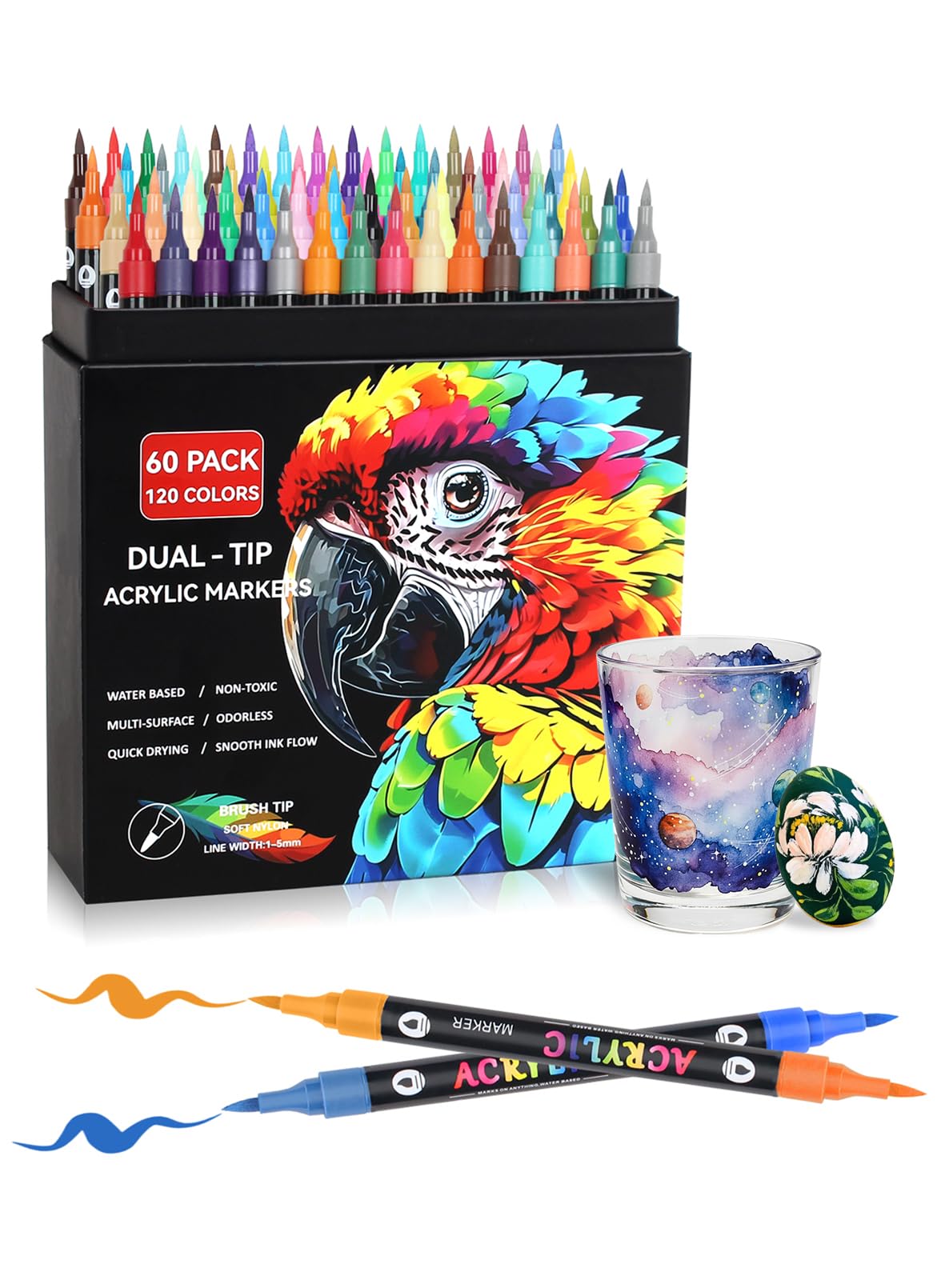 120 Couleurs Marqueur Acrylique Feutre Acrylique Double Pointe