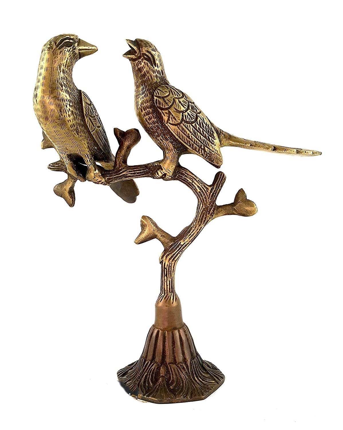 Generic Mosiężne ptaki miłosne na drzewie Showpiece do dekoracji wnętrz, 23 cm,