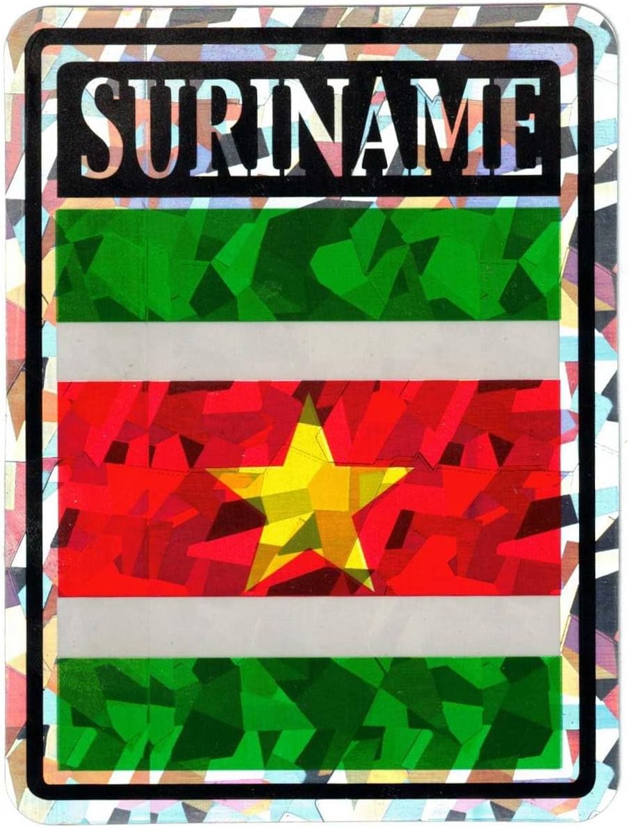 Pack of 50 Suriname Country Flag Reflective Decal Bumper Sticker DC-222