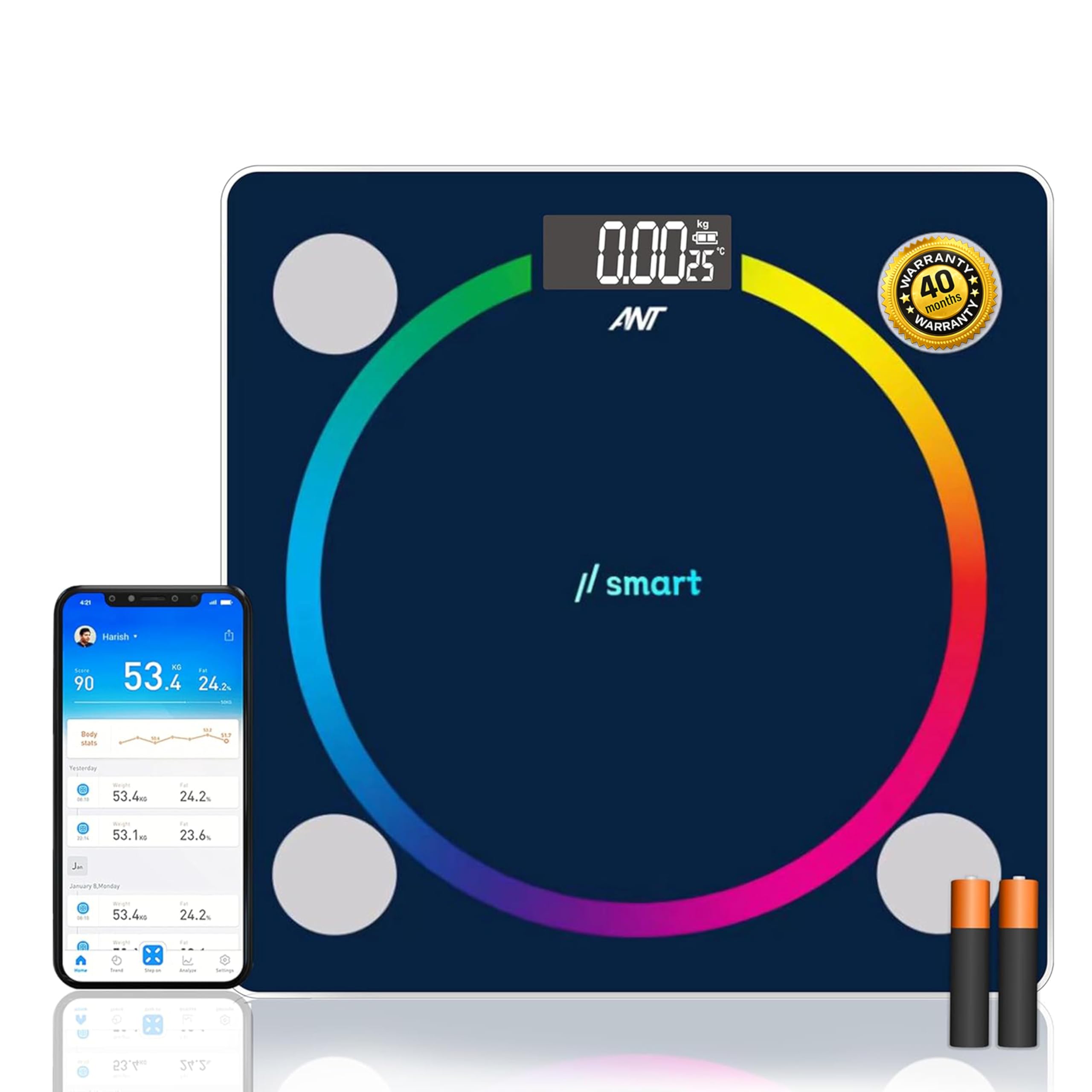 Ant Esports Flora Smart Scale for Body Weight and Fat, Digital Bathroo