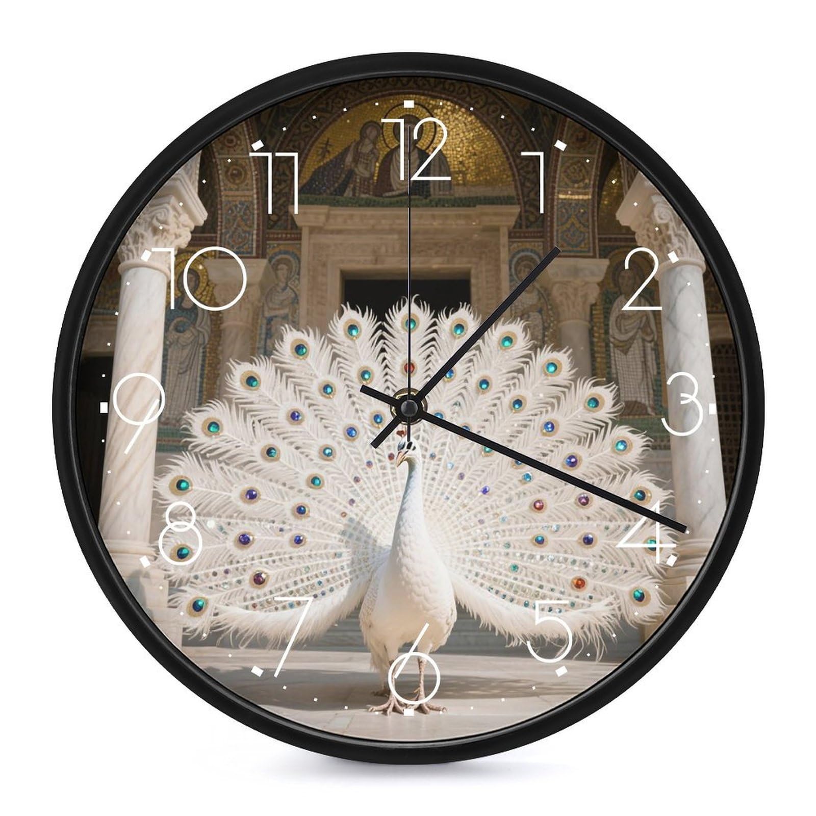 Horloge murale blanche paon pour une décoration de maison chaleureuse