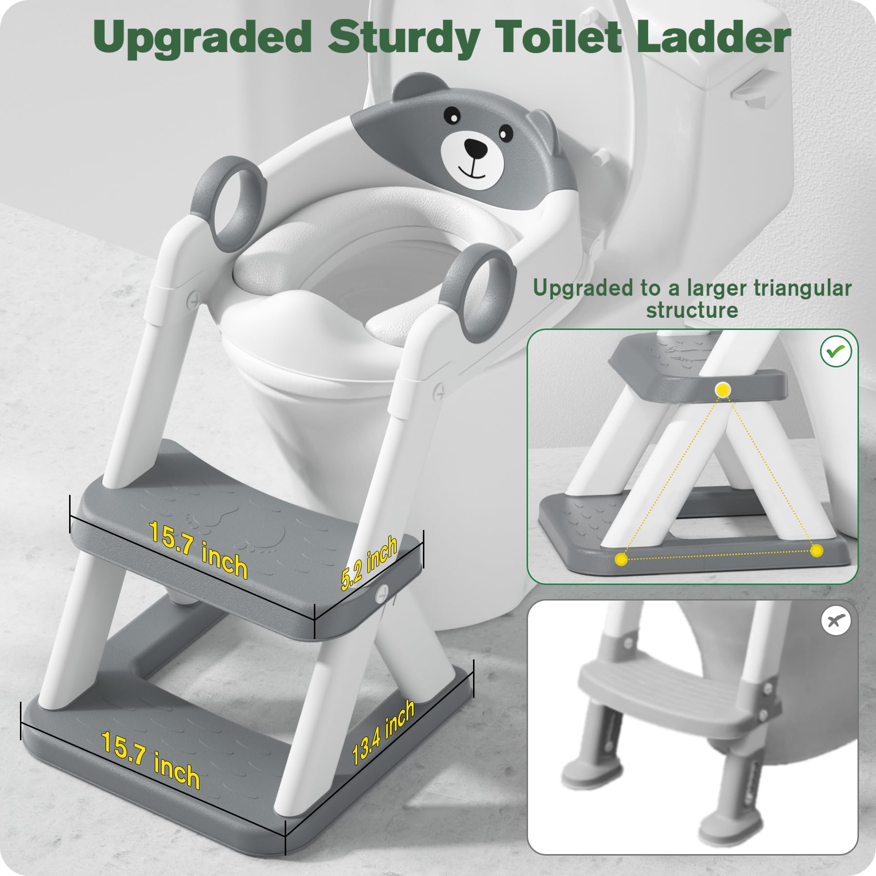 Rabb 1st Potty Training Seat, Upgrade Toddler Toilet Seat for Kids Boys Girls, 2 in 1 Potty Training Toilet for Kids, Splash Guard Anti-Slip Pad Step Stool - 4
