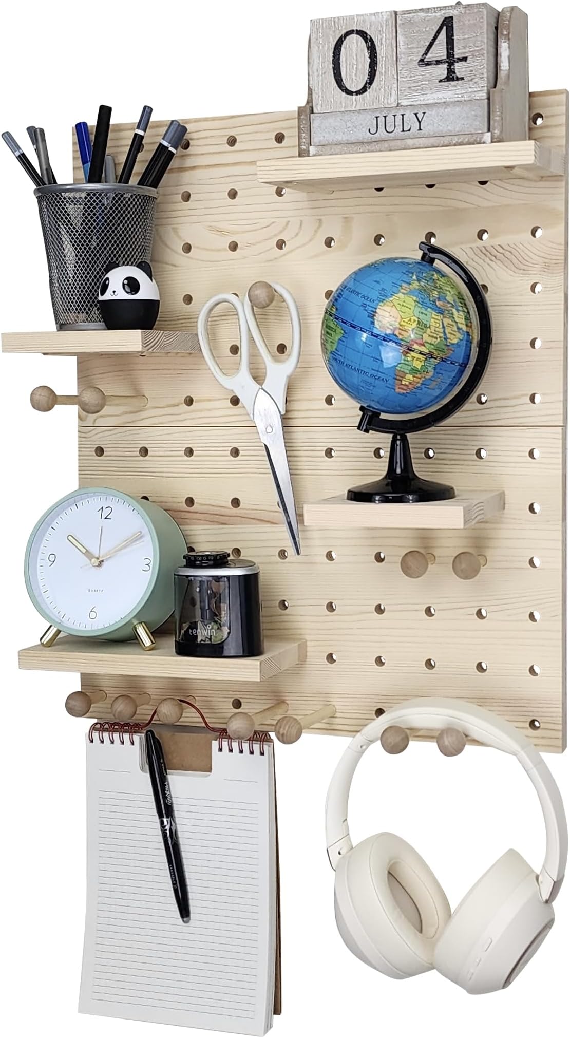 socalsunny Wood Pegboard Combination Wall Organizer Kit, Wooden Display Pegboard