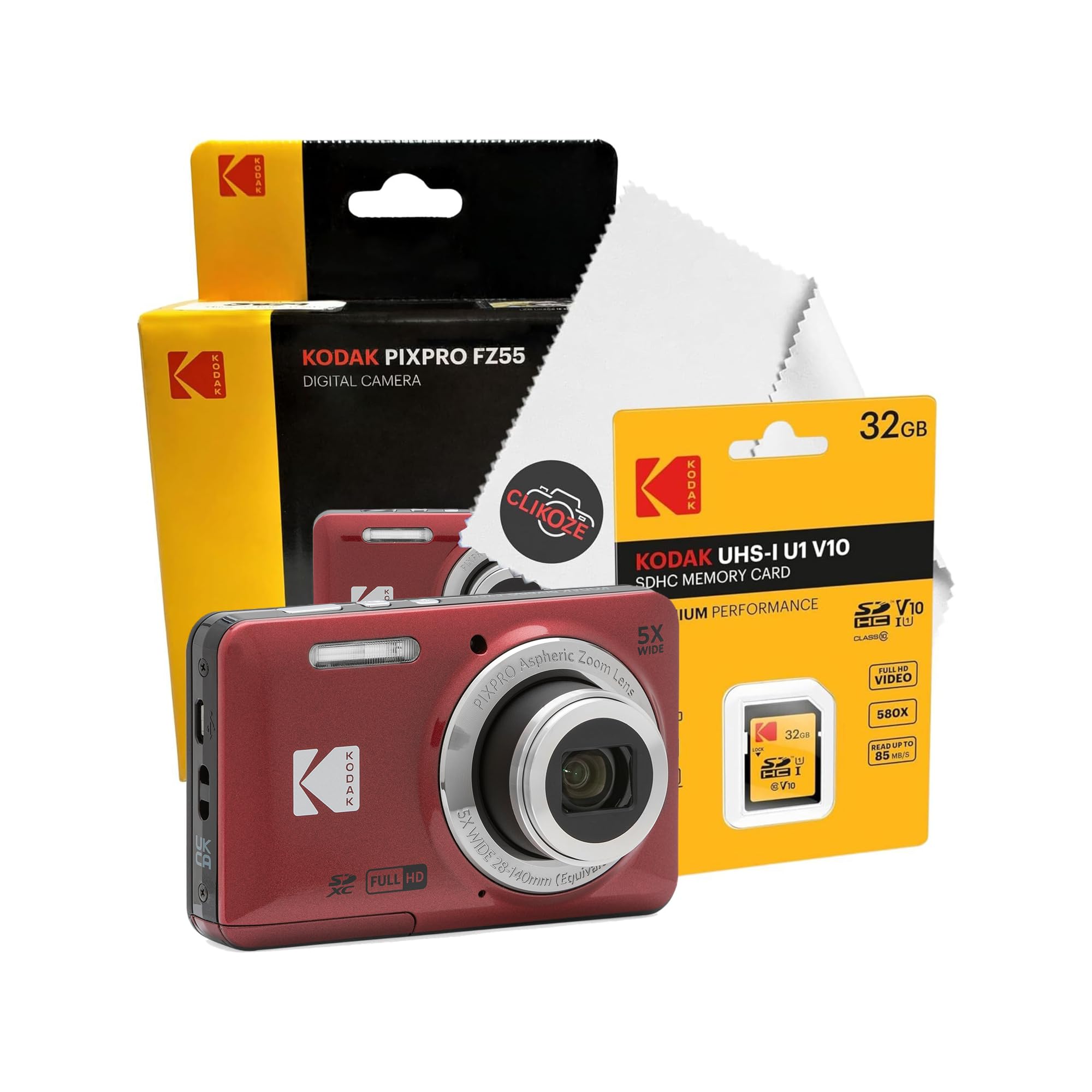 Digital Camera Set Bundle with Kodak Pixpro FZ55 Compact Digital