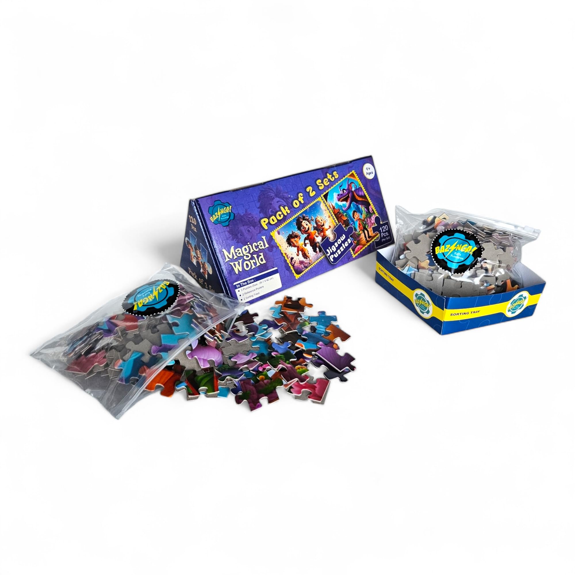 BAZINGA KID'S FUNVERSE Brain Teaser IQ Game Early Learner Educational Jigsaw Puzzles Set with Refrence Images (120 Piece Puzzle) 1
