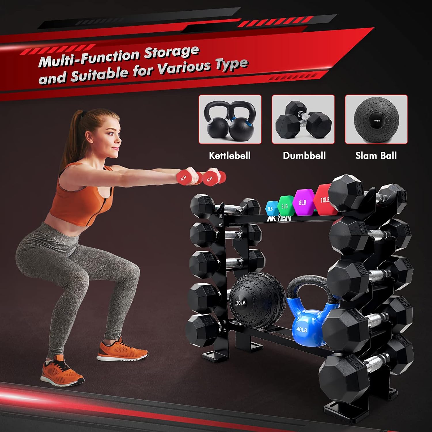 AKYEN Dumbbell Rack, Weight Rack for Dumbbells Home Gym(750LBS Weight Capacity, 35 x 10.2 x 32.5 Inches) : Sports & Outdoors