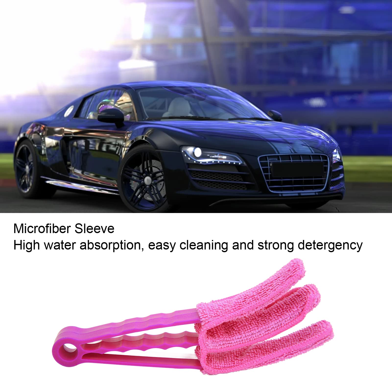 MOUMOUTEN Blind Cleaner, Mini Handheld Shutters Car Air Vent Duster Tool, Washable Blind Dust Cleaner Brush, for Air Conditioning Car Vents Fan Shutters(Pink)