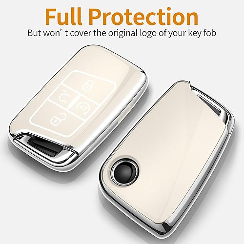 Miniatura 3 de Sindeda Funda para llavero Volkswagen con llavero de protección completa suave compatible con Volkswagen Tiguan Atlas Jetta Passat Golf Alltrack