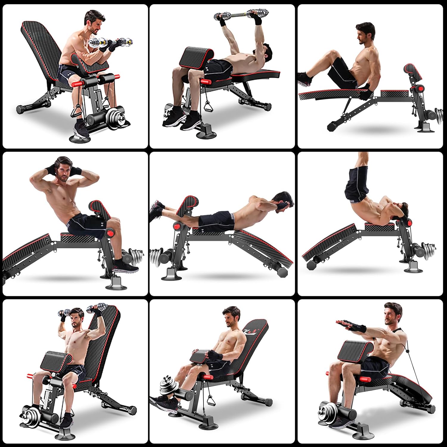 Adjustable Weight Bench multi-function Workout Bench for Home Gym,Foldable Incline Decline Benches for Full Body Workout 660LBS