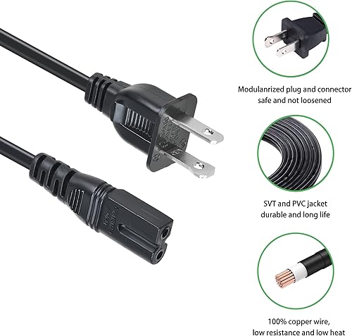 Miniatura 5 de 5ft AC in Power Cord Outlet Socket Cable Plug Lead Compatible with Memorex 2Xtreme 2 X treme Digital AM-FM CD Player Portable Boombox Radio