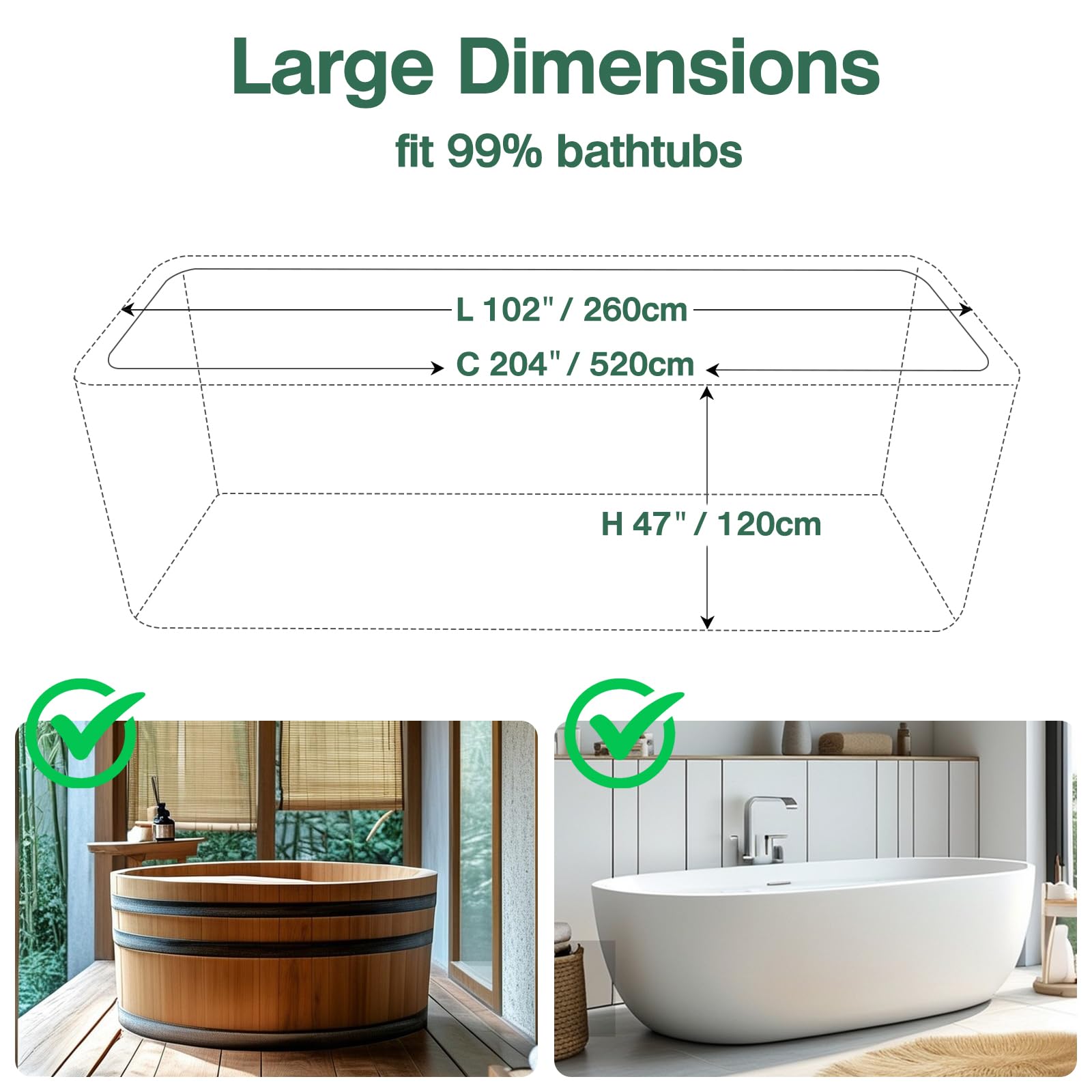 10 Stück hochwertige Einweg-Badewannen-Abdeckungen, tragbar, hitzebeständig, groß, verdickte Badewannenauskleidung für Zuhause, Reisen, Hotel, Badewannen, Salon, Spa (260 x 120 cm), einzeln verpackt