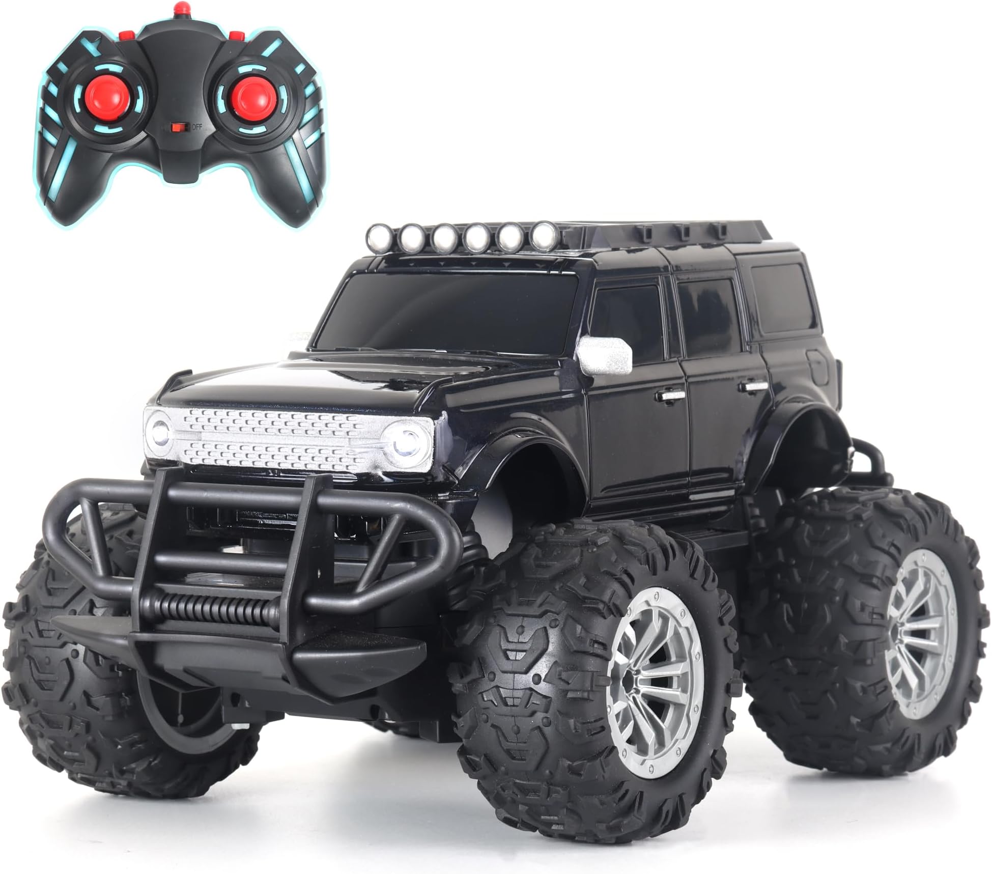 popsugar Off Roader Rechargeable Remote Control Car | RC Car Monster Truck | 4 Headlight Modes | Lithium Battery | C-Type Charging | 2.4GHz Remote Controller | Made in India, Black