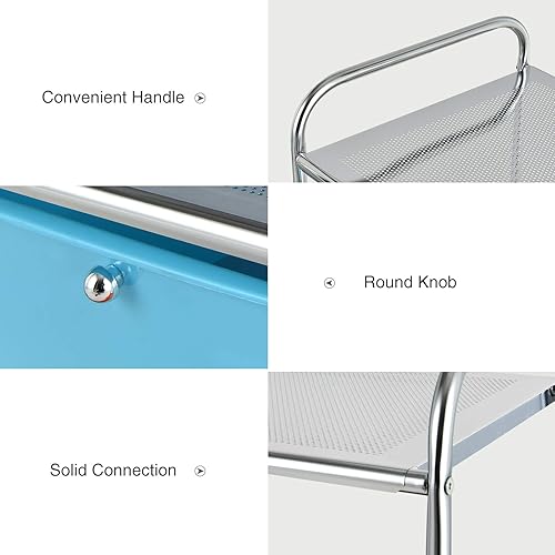 Miniatura 24 de RELAX4LIFE Carrito de almacenamiento rodante con 4 cajones, carrito utilitario con ruedas con 2 estantes y marco de metal, organizador de archivos