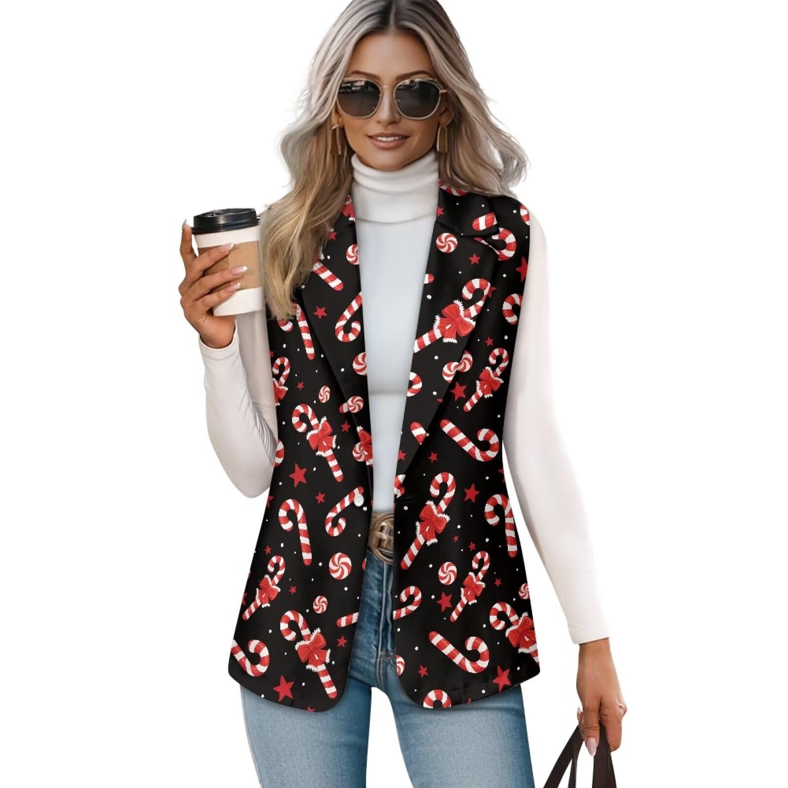 Womens Dressy Casual Sleeveless Vest Suit Waistcoat One Button Loose Fit Business Blazer