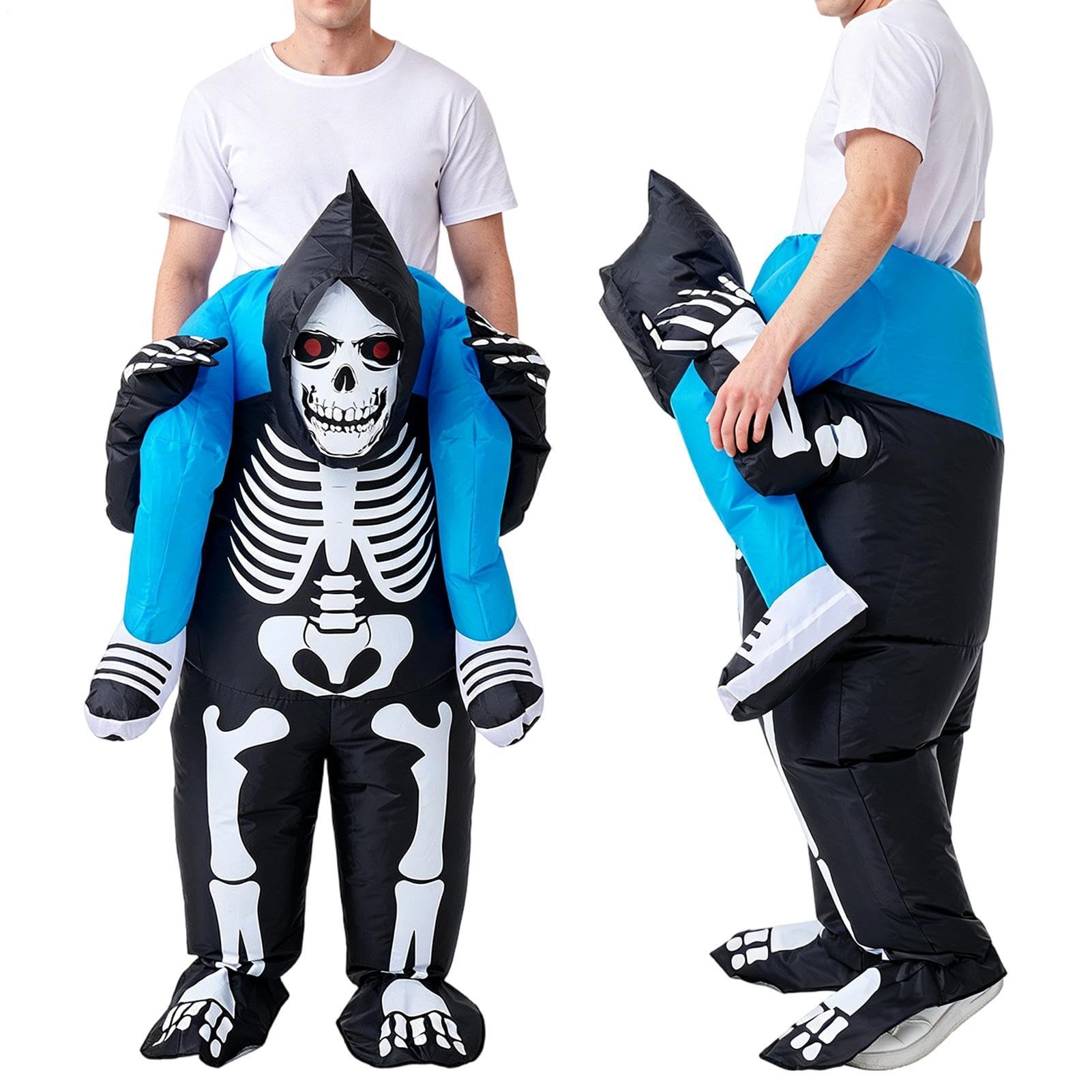 Męskie nadmuchiwane stroje Halloween zabawny szkielet do jazdy z | Straszne nadmuchiwane kostiumy Halloween Dla parad grupowych, parad na świeżym powietrzu i spotkań