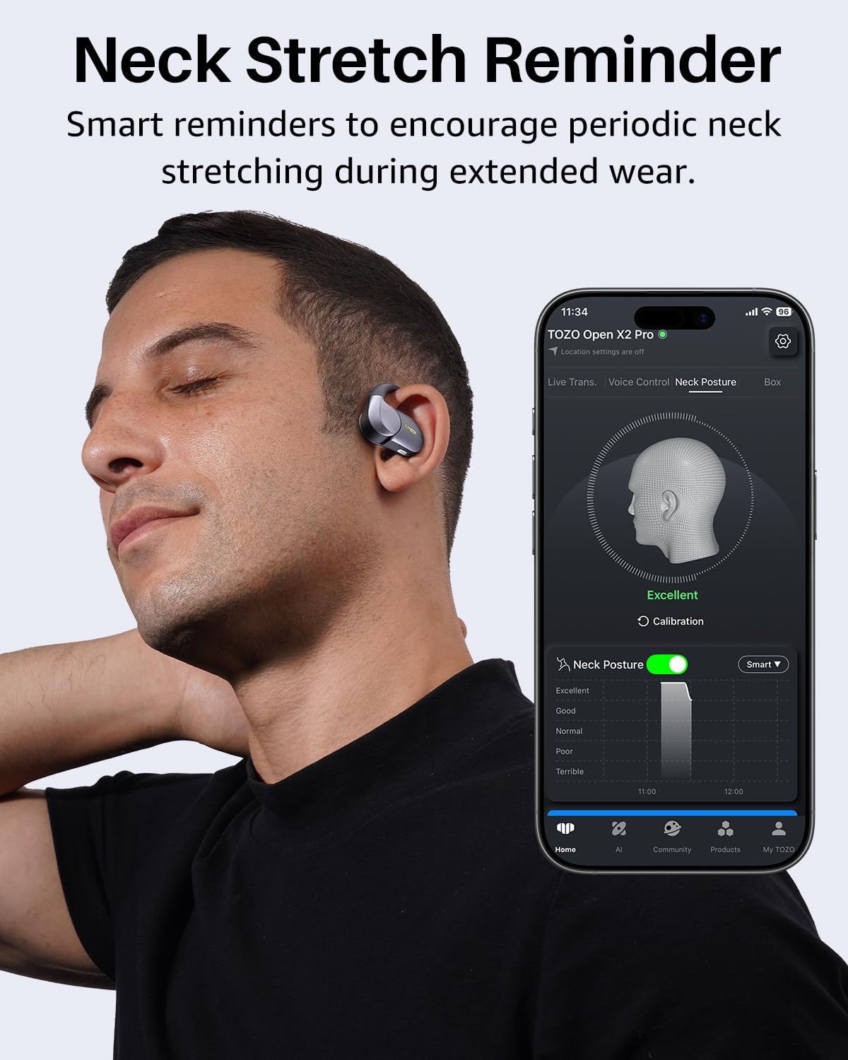 TOZO Open X2 Pro Open-Ear Kopfhörer, Smart Display, LDAC Hi-Res Audio, KI | 15,4-mm Treiber, Gyro Spatial Audio, Dual-Axis Open Fit Design, Bluetooth 6.0, KI-Übersetzung, 35 Std. Akku, IPX7