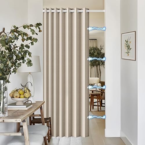 Miniatura 55 de Persianas verticales de tela, persianas de puerta 100% opacas, persiana vertical para puertas correderas, 1 panel, 100 pulgadas de ancho x 84 Blanco