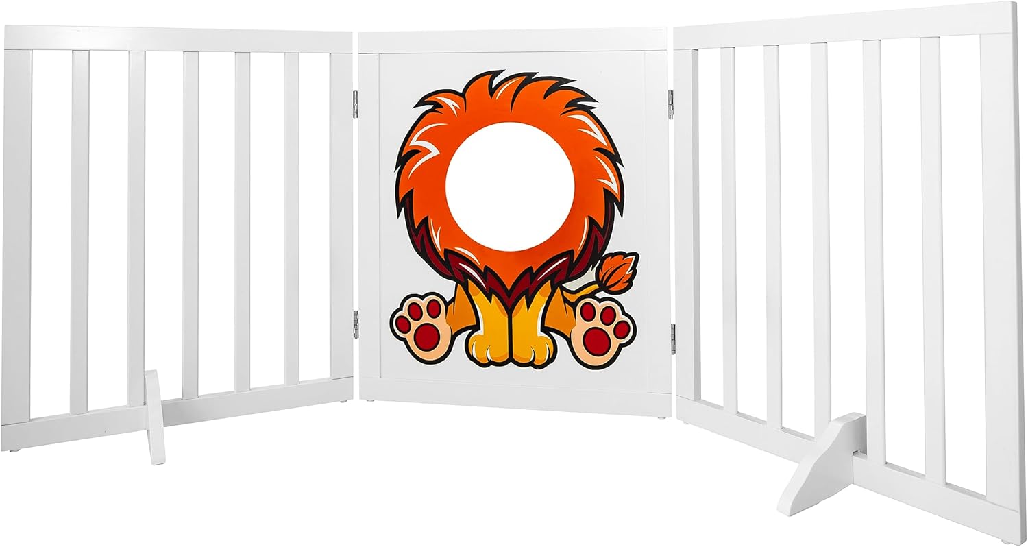 PEEKAPET Pet Gate Wooden Dog Gate 24" Tall Look