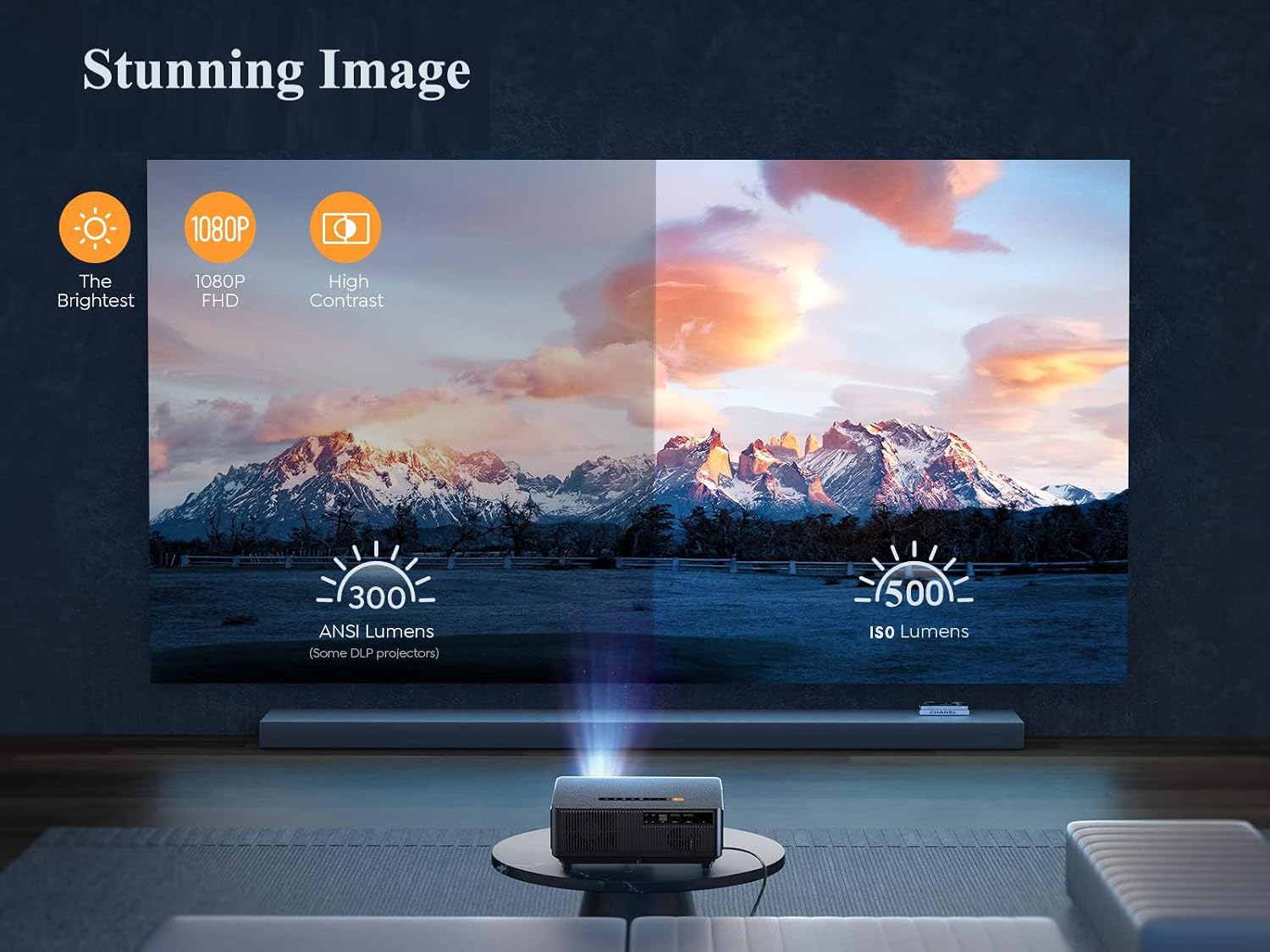YABER K1 Projector Ultra Bright, Home Theater Movie Projector with WiFi 6 and Bluetooth, Native 1080P& 4K Supported &Auto Screen&Full-Sealed Engine, Wireless Casting/HDMI/USB/TV Stick/PPT
