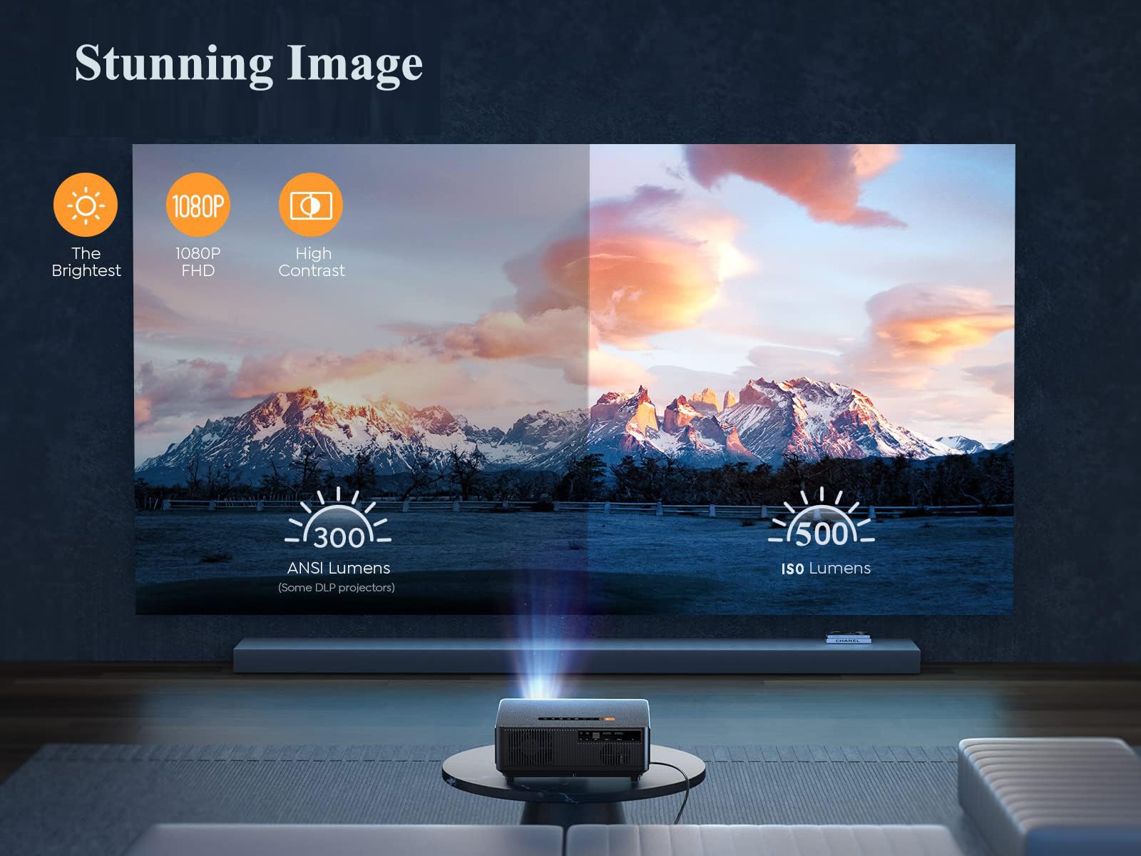 YABER K1 Projector 650 ANSI Ultra Bright, Home Theater Movie