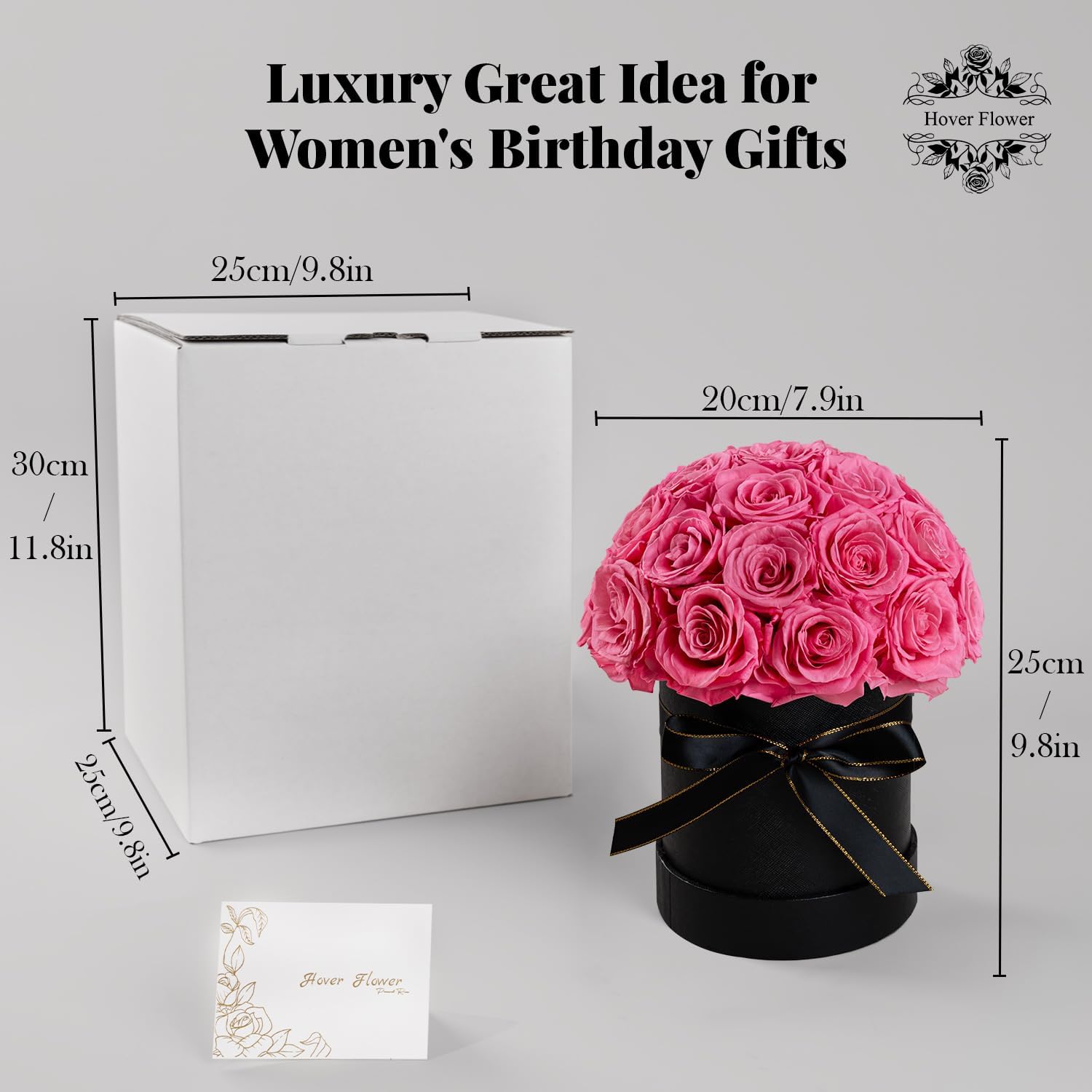 27 Preserved Flowers for Delivery Prime, Roses Dome Forever Flower Decor for Party Home Table Bedroom, Anniversary, Birthday, Wedding Gifts for Women Her (Pink)