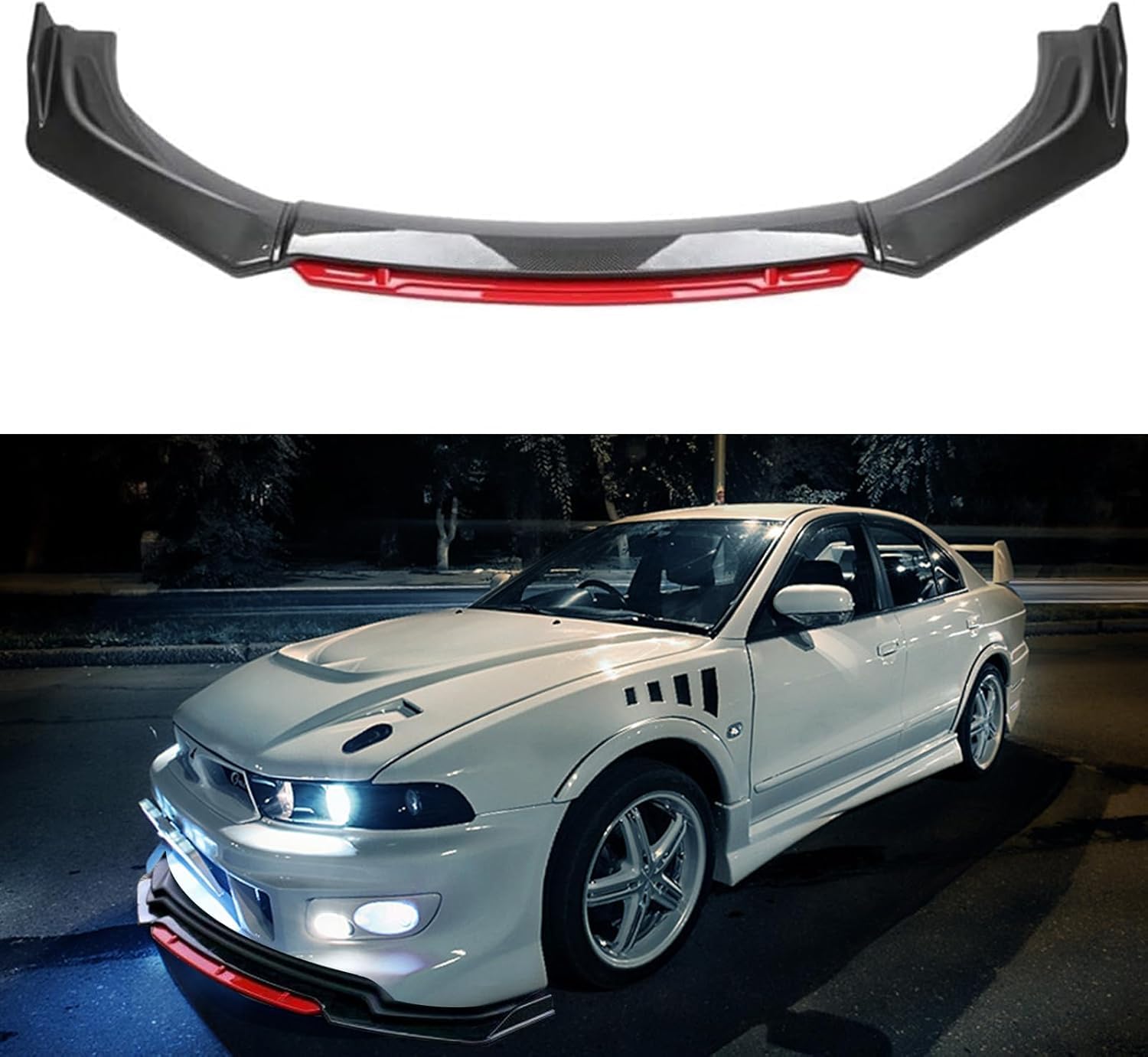 goodfitment - 4Pcs Universal Front Bumper Lip Body Kit ABS Glossy Black Front Lip Spoiler Diffuser Front Bumper Lip Spoiler Wing Body for Most Vehicle