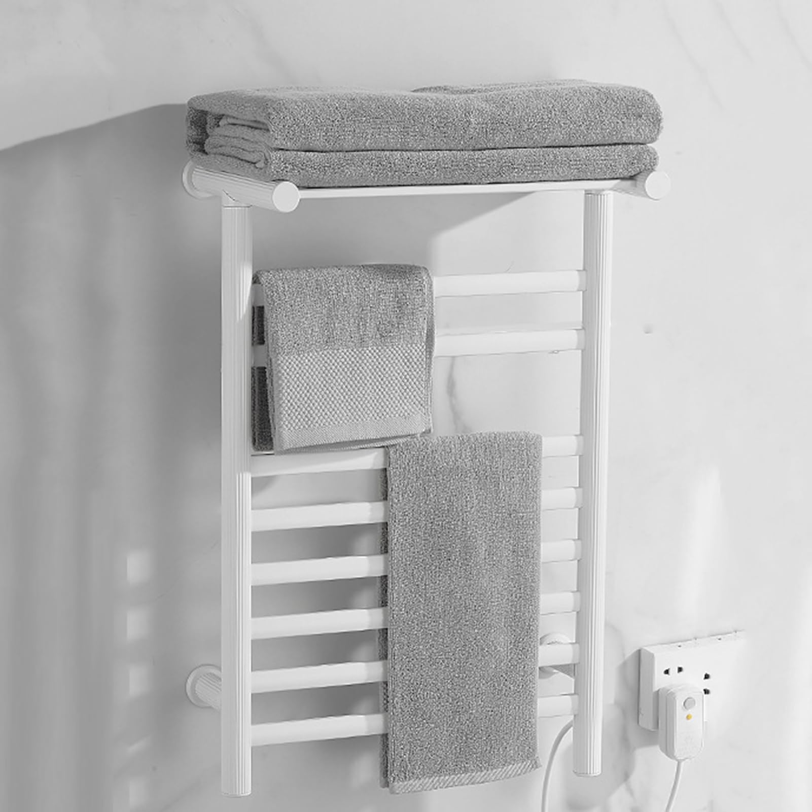 Toallero eléctrico Inteligente con calefacción, Calentador de Toallas de aleación de Aluminio para baño montado en la Pared con Temporizador, riel de Secado de Toallas con calefacc