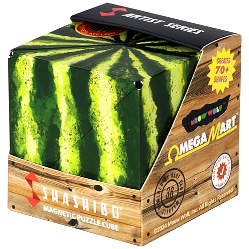 Shashibo Shape Shifting Box - Award-Winning STEM Fidget Toy with Ultra Strong Magnets - Puzzle Cube Transforms Into 100+ Shapes, Perfect Sensory Gift for Kids, Teens, and Adults (Hyper Melon)