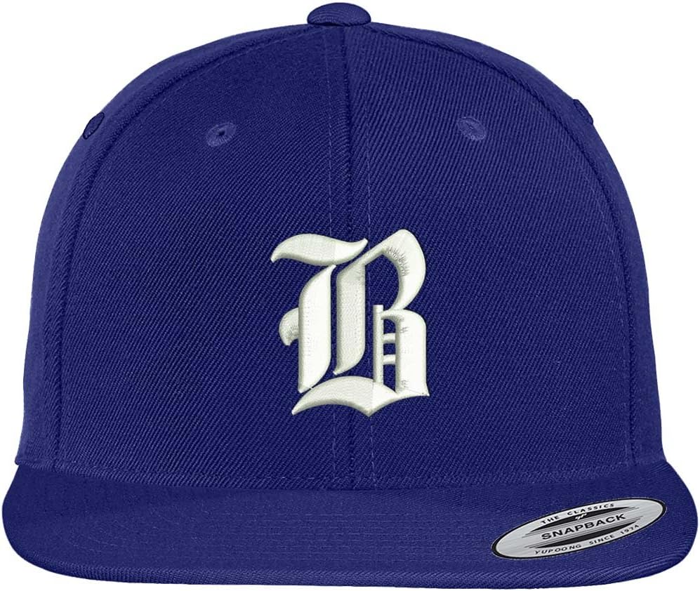 Trendy Apparel Shop Old English B Embroidered Flat Bill Snapback Cap