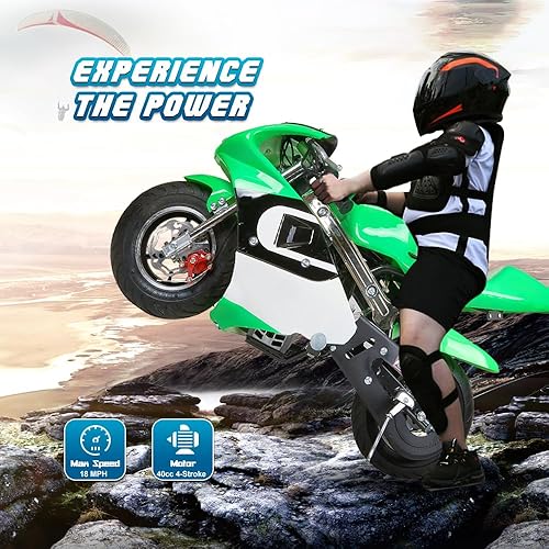 Miniatura 5 de HOVER HEART Mini bicicleta de bolsillo para niños, modelo G00002 de 40 CC de 4 tiempos con neumático todoterreno, suspensiones, frenos de disco,