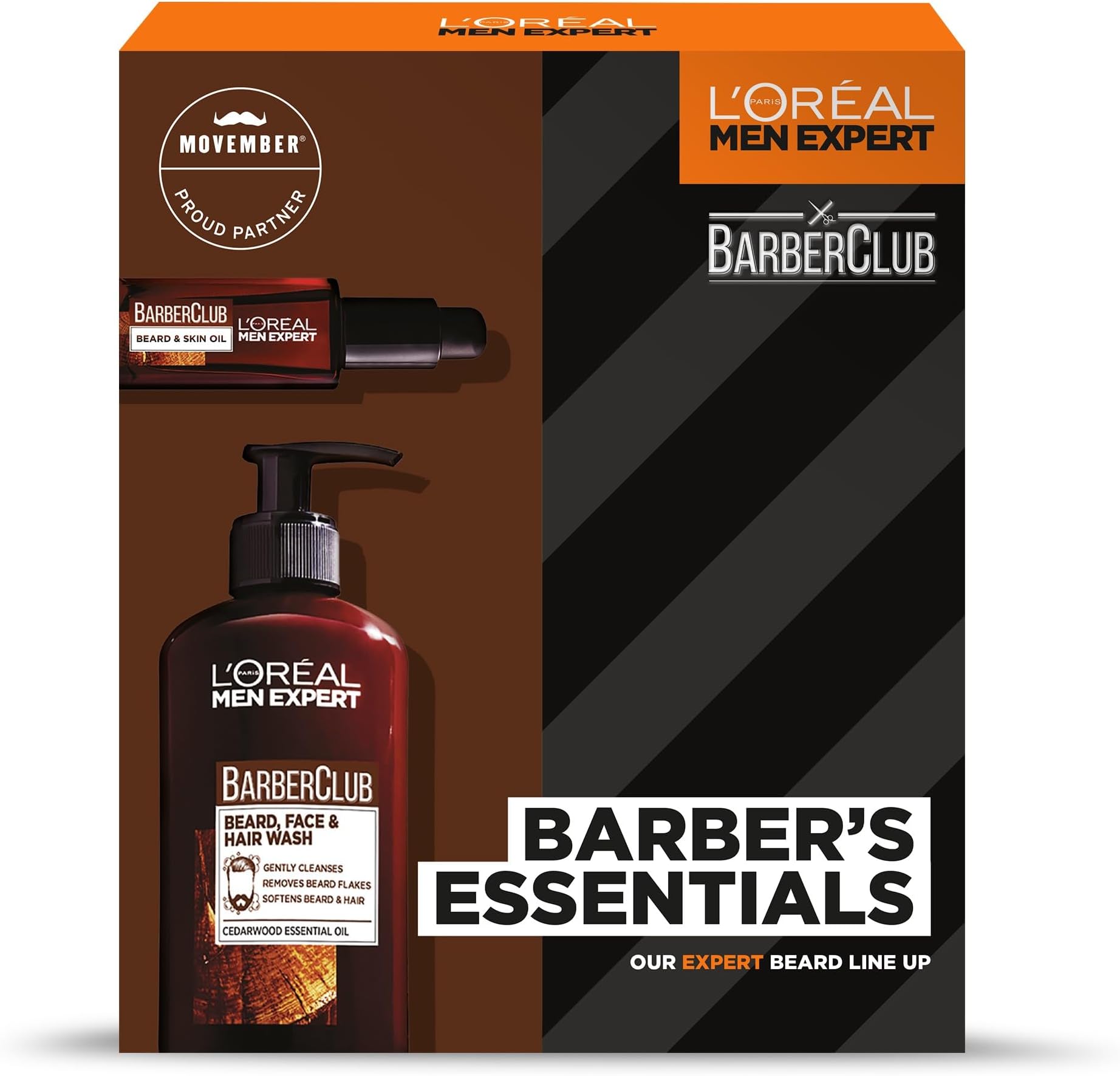 L'Oreal Men Expert - Barber's Essentials Grooming Duo Gift Set, Beard Oil & Beard Wash, Gift Set for Men