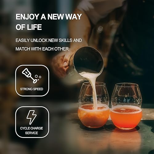 Miniatura 7 de Potente espumador de leche de mano, máquina de espuma eléctrica recargable por USB para café, mini espumador de leche, mezclador de bebidas de acero