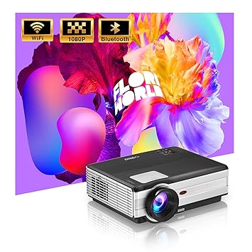 Smart LED Wireless Projector 6500 Lumen Outdoor Home Theater Wifi Android HDMI Video 1080p Support Multimedia Digital WXGA for PC Laptop Smartphone Tablet TV Stick DVD Game Console Movie Artwork
