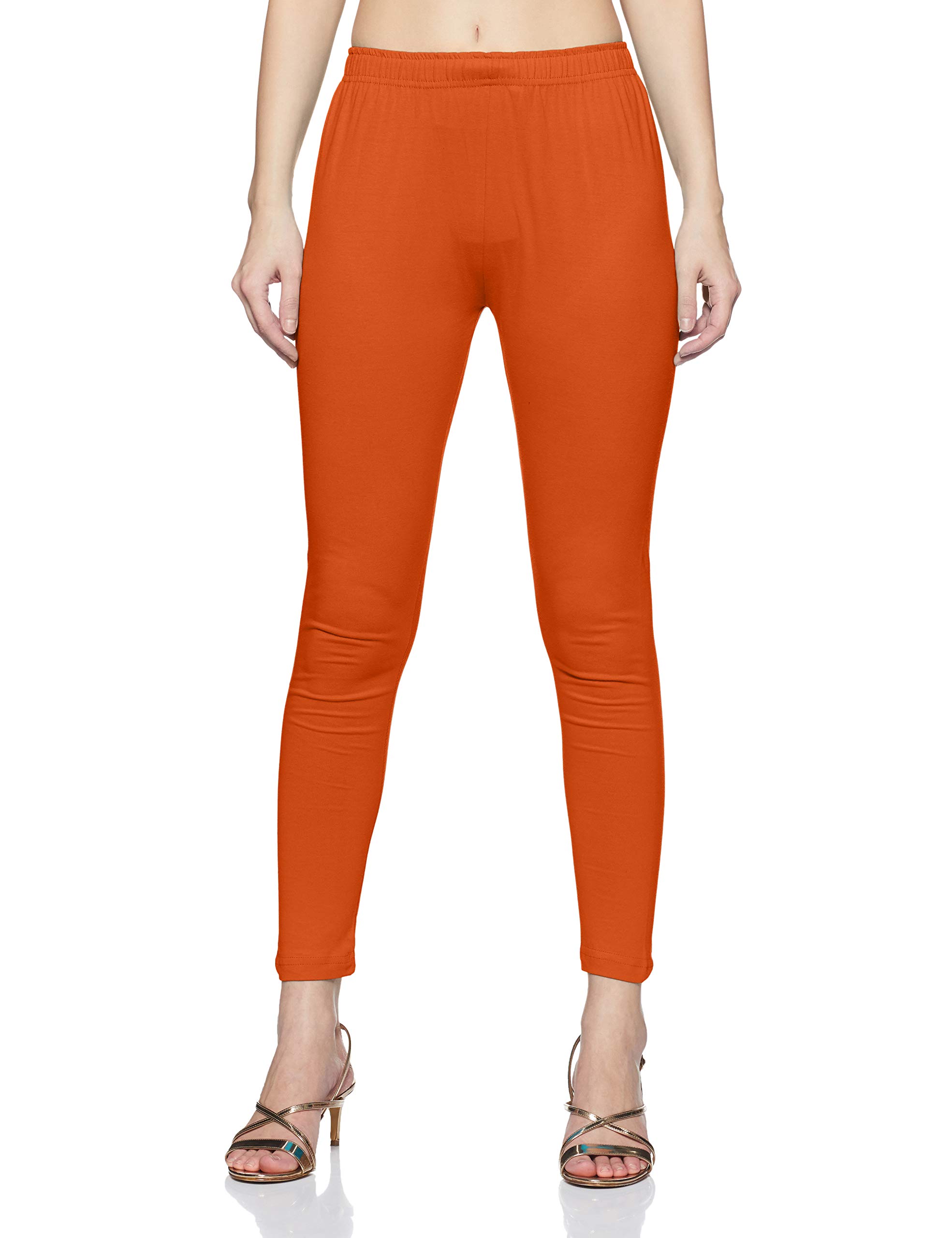 rangriti Orange Cotton Leggings For Women-picture-11
